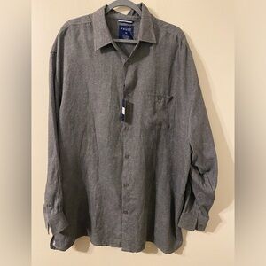 New NWT Mens Trust Brand Gray‎ Button Down Dress Shirt Big And Tall Size 4XL